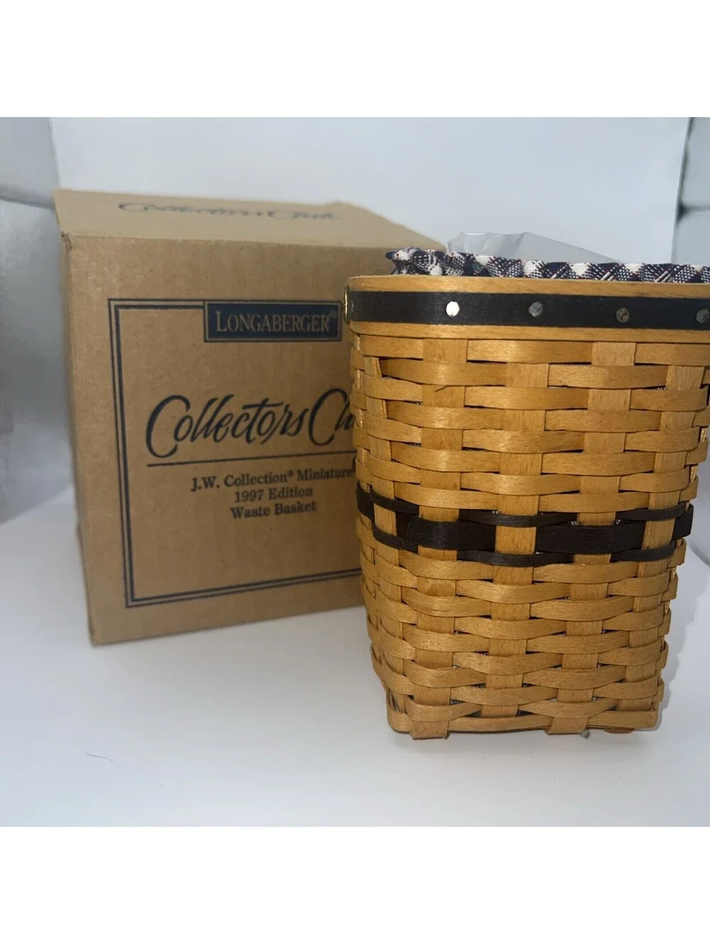 Longaberger Waste Basket Miniature 1997 Edition J.W. In Box Collectors Club